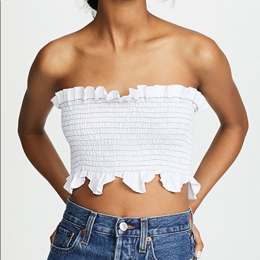 White Strapless Nice Martin Crop Top
